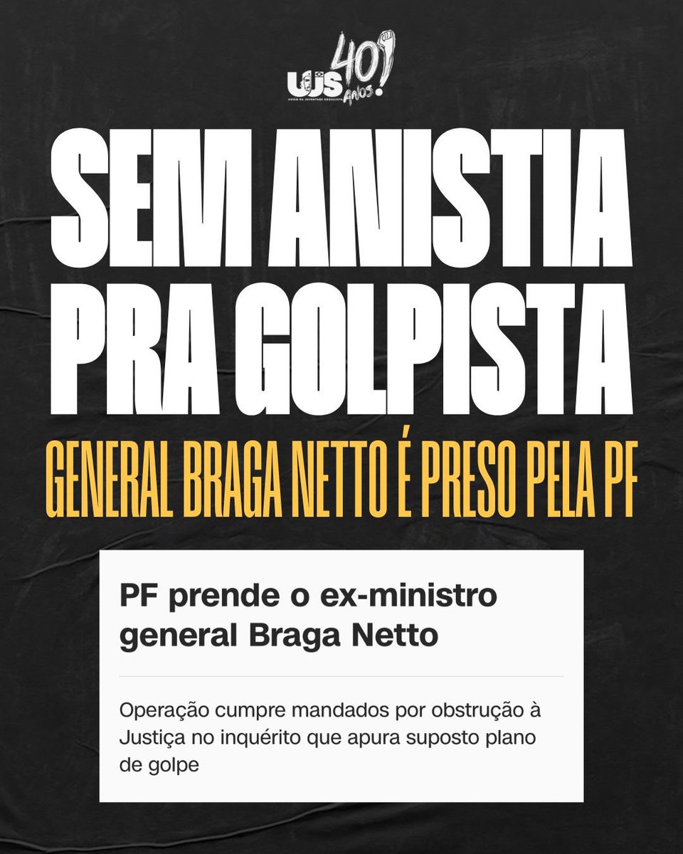 A prisão do general Braga Netto, ex-ministro da Defesa e figura central do governo Bolsonaro, é mais um capítulo importante na luta pela preservação do Estado Democrático de Direito no Brasil.