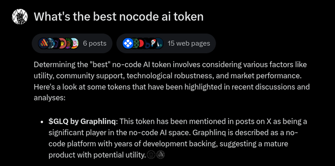 0xsku11ster's tweet photo. 🔮 $GLQ is the top no-code AI Layer 1 even @grok knows ! https://t.co/v7t8DchYX9