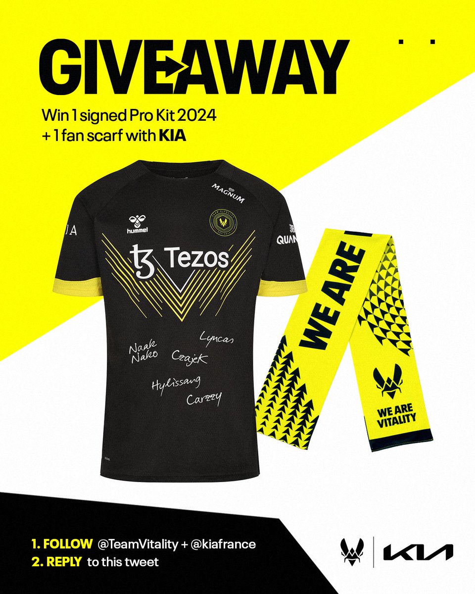 Team Vitality π (@teamvitality) on Twitter photo Celebrate our new LEC team with <a href="/kiafrance/">Kia France</a>
Enter our giveaway:
1β£ Follow <a href="/TeamVitality/">Team Vitality π</a> & <a href="/kiafrance/">Kia France</a>
2β£ Reply with the player you are most excited to see on the rift Celebrate our new LEC team with <a href="/kiafrance/">Kia France</a>
Enter our giveaway:
1β£ Follow <a href="/TeamVitality/">Team Vitality π</a> & <a href="/kiafrance/">Kia France</a>
2β£ Reply with the player you are most excited to see on the rift