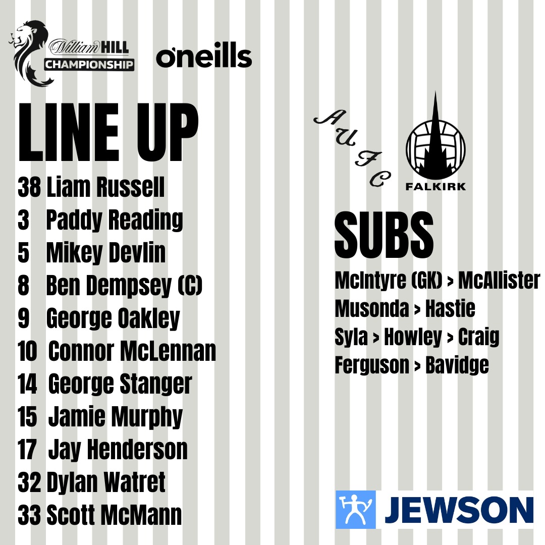 Your Ayr United line up for this afternoon's big match at Somerset Park.

Two academy graduates, David Craig and Evan Ferguson, take their place on the bench.

#WeAreUnited