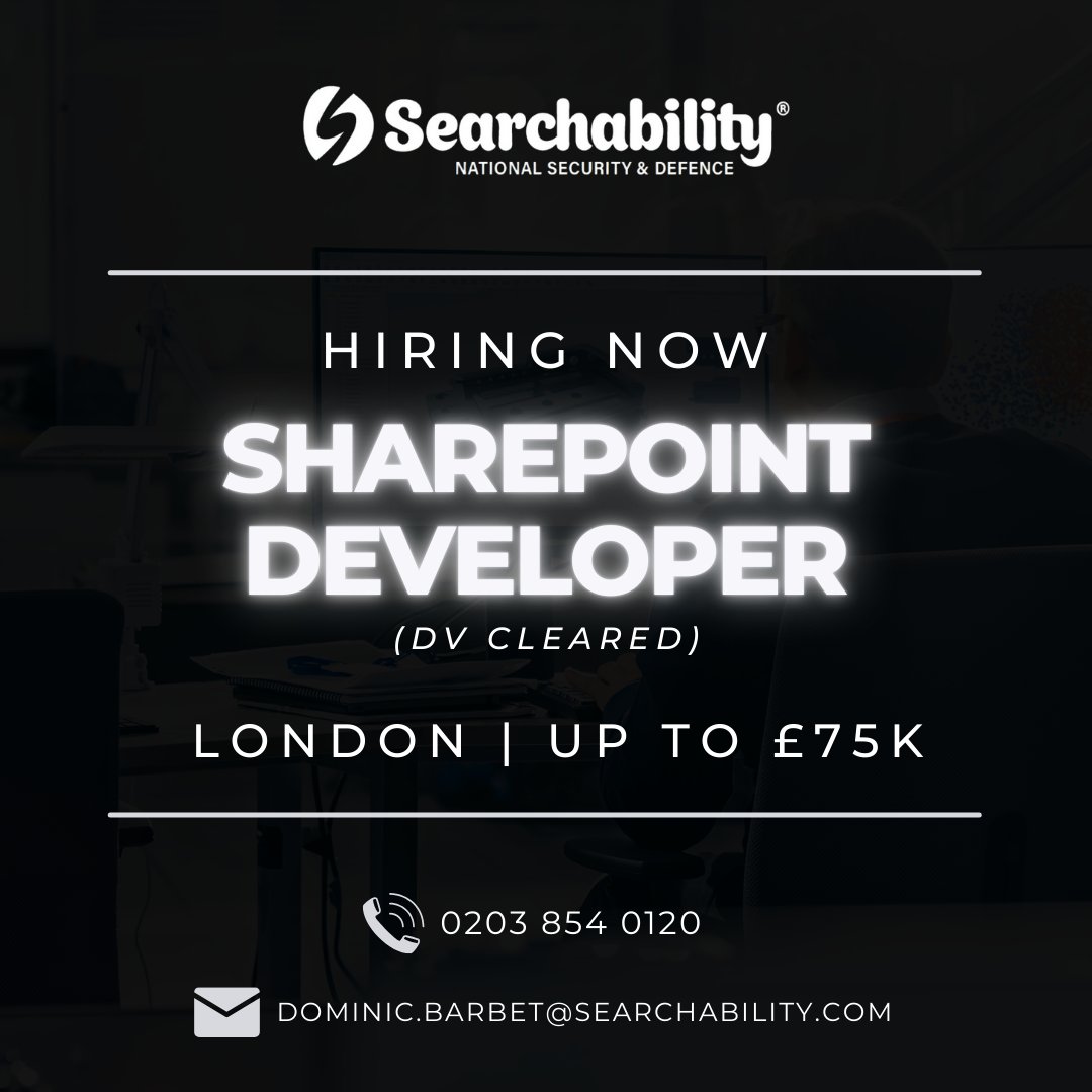 SearchabilityNS's tweet image. #HIRING #SharepointDeveloper in #London
- Develop and deliver secure SharePoint solutions
- Globally leading national security company
- £60,000 to £75,000 per year, plus clearance and performance bonus
🔗 ow.ly/3Niu50Uq3iR