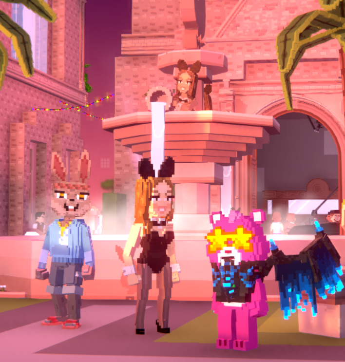 JBJumboJB's tweet photo. Chillin' by the @Playboy's bunny fountain in Metamansion in @TheSandboxGame. Living the luxe life—virtually! 🐰💎 https://t.co/pKpV9vP4MA #TheSandbox #AlphaSeason4 #AS4SocialChallenge https://t.co/oJ1el651Cl