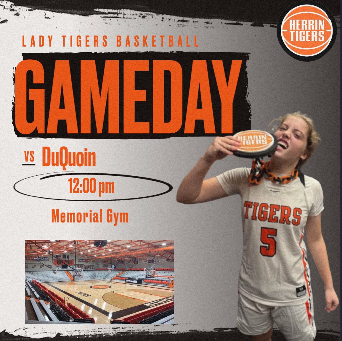 Lady Tigers host DuQuoin today at 12:00. JV will play 5:00 quarters, so varsity will start early!