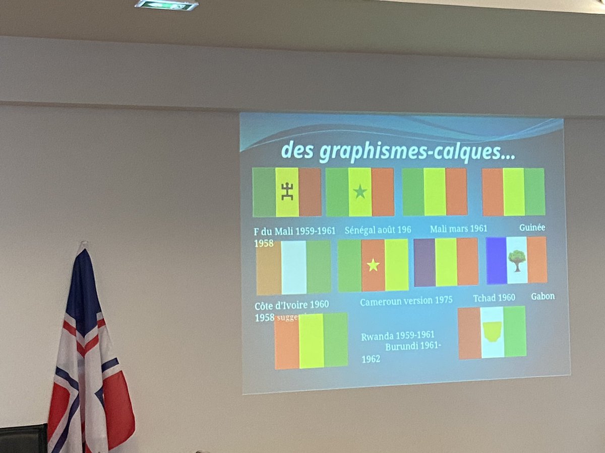 DrapeauxSFV's tweet photo. On poursuit l’après-midi avec une seconde conférence du Dr Patrice de La Condamine, Administrateur de la SFV: « Les drapeaux de l'Afrique francophone ». #JSFV1 #Vexillologie https://t.co/Vh8KLrXtpa