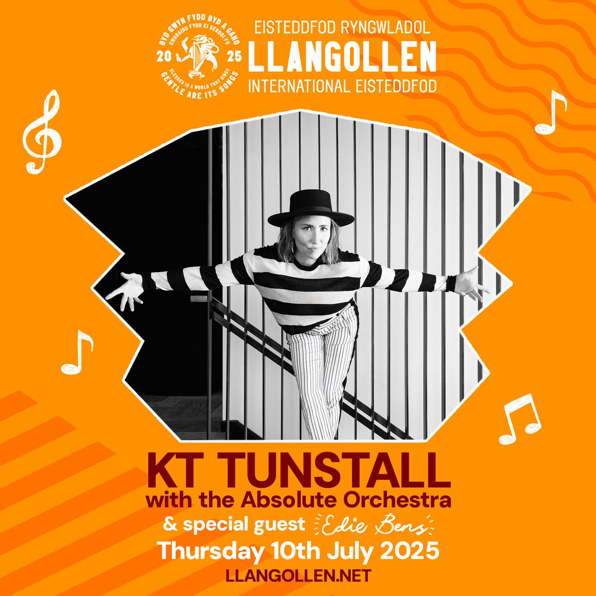 KT Tunstall (@kttunstall) on Twitter photo WALES!!! 🏴 This ain’t no normal anniversary show…I’ll be performing ‘Eye To The Telescope’ in its entirety, backed by the incredible <a href="/TheAbsoluteOrch/">The Absolute Orchestra</a> 🎻, at the <a href="/llangollen_Eist/">Llangollen International Eisteddfod</a> in Llangollen on July 10th!
🎶✨ It’s going to be an unforgettable night, so make sure you grab WALES!!! 🏴 This ain’t no normal anniversary show…I’ll be performing ‘Eye To The Telescope’ in its entirety, backed by the incredible <a href="/TheAbsoluteOrch/">The Absolute Orchestra</a> 🎻, at the <a href="/llangollen_Eist/">Llangollen International Eisteddfod</a> in Llangollen on July 10th!
🎶✨ It’s going to be an unforgettable night, so make sure you grab