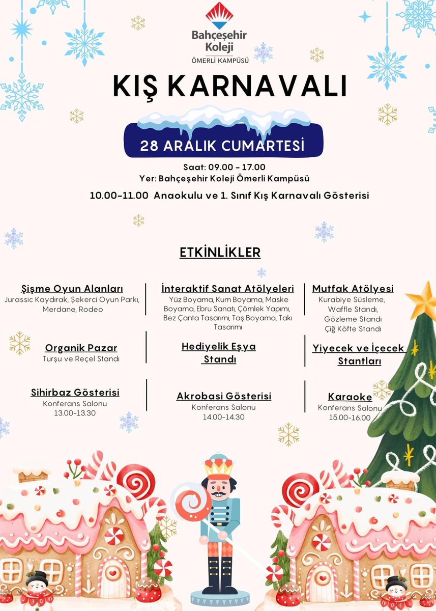 28 Aralık Cumartesi Kış Karnavalımıza bekliyoruz ❤️💙

#bahcesehirkoleji