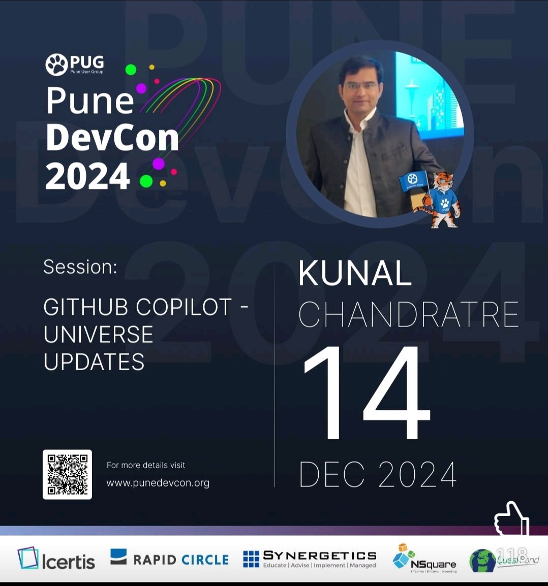 DeokarAshutosh's tweet image. GitHub Copilot Universe Updates 
by @kunalchandratre 

#PuneDevCon 
@PuneUserGroup