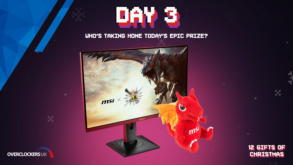 🎶 On the third day of Christmas, Overclockers brings to you... 🎶

 🔥 An <a href="/MSI__UK/">MSI UK</a> 27" MAG 274QRF QD E2 Monster Hunter Edition Monitor + Large Lucky Plushie! 🔥

⏳ Competition closes at midnight! ⏳

🎁 Find out more! 🎁➡ ow.ly/Xgss50Uq9Nx