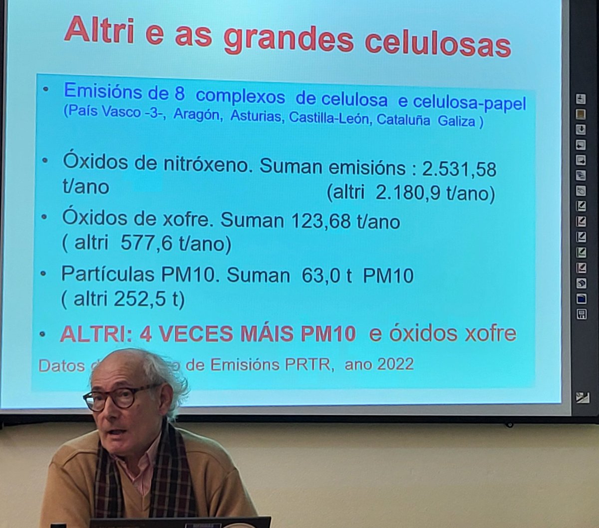 Onte en Melide co profesor Ramón Varela Díaz, doutor en Bioloxía, que puxo negro sobre verde sobre a barbaridade que suporía a fábrica que Altri e maila Xunta nos queren espetar ó lado das nosas despensas.
Por iso hoxe aquí, e mañá en Compostela diremos #AltriNon