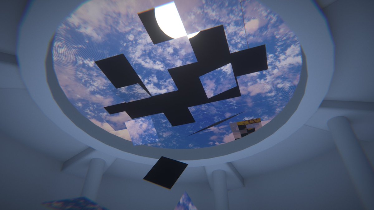 tokiwailm's tweet image. Virtual　―By 罗星てぃな
青空の下のお花畑、かと思いきやその空は砕け散り…
シミュレーション世界の仮初の箱庭的な雰囲気を持つアート空間です。

vrchat.com/home/world/wrl…
#VRChat_world紹介 #VRChat