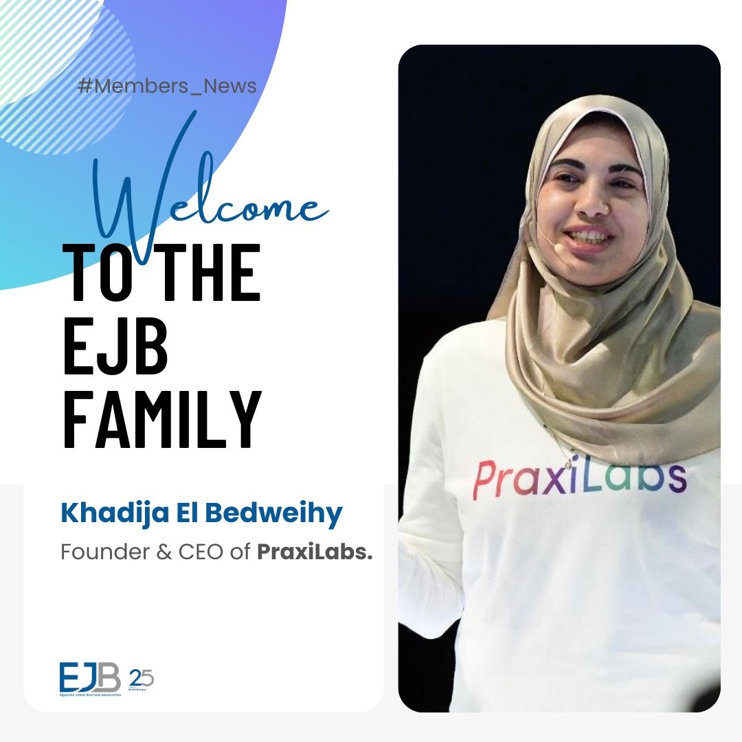 PraxiLabs's tweet image. 🌟Thrilling News from PraxiLabs!🌟

We are overjoyed to share that Dr. Khadija El Bedweihy, founder and CEO of #PraxiLabs, has been warmly welcomed as a valued member of the Education &amp;amp; Entrepreneurship Committee at Egyptian Junior Business Association (#EJB)!