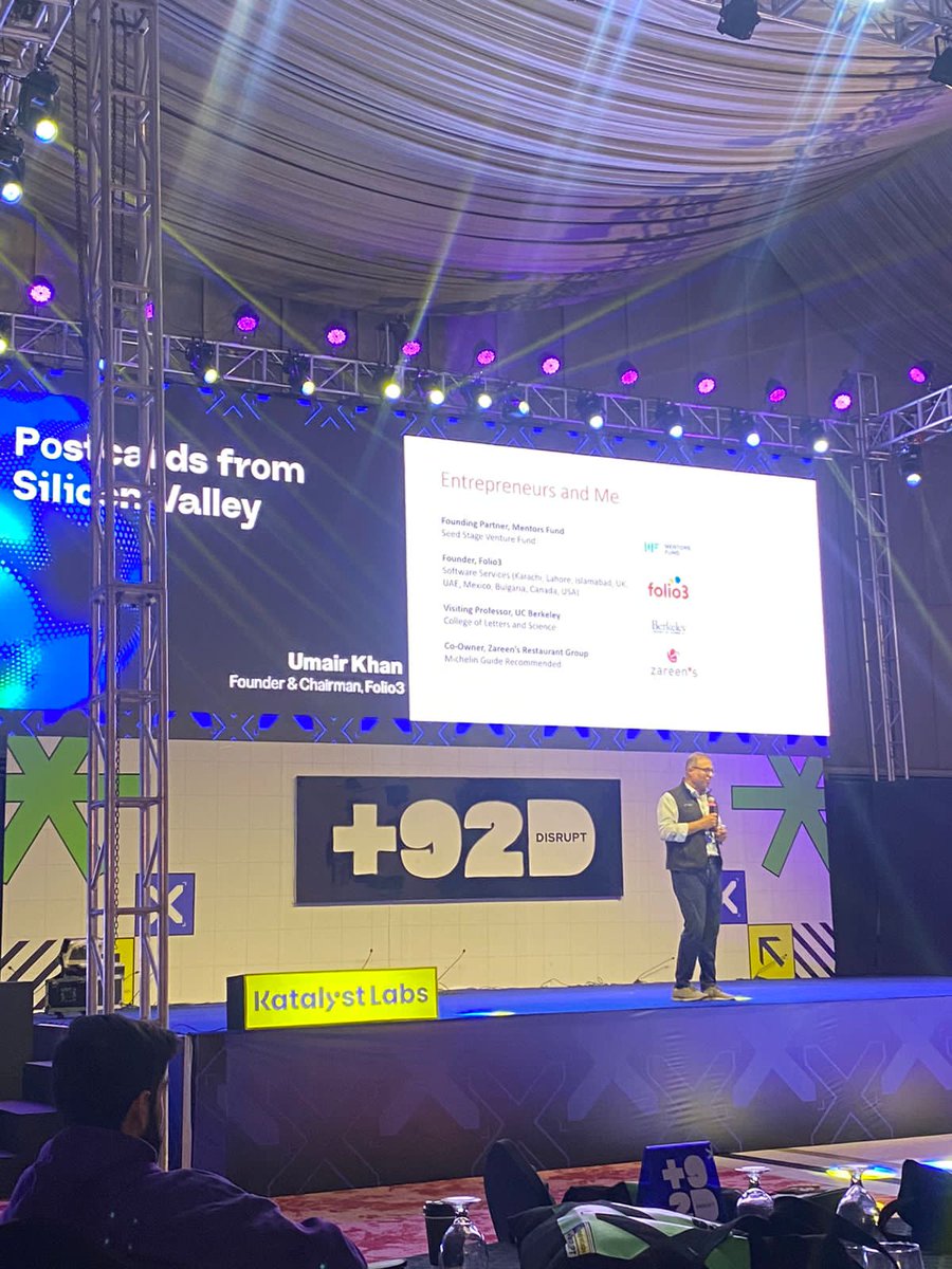 touseefullah4g1's tweet photo. Umair Khan, Founder of Folio3, on stage now!
#92disrupt #plus92disrupt #forthefounderinyou #katalystlabs @LabsKatalyst https://t.co/lNbV7gLmu0