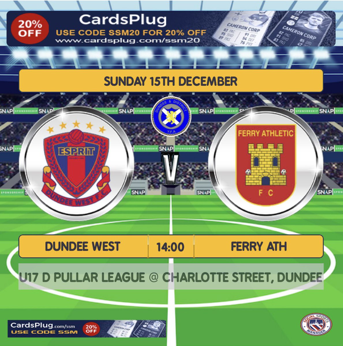 The lads are back in league action tomorrow, as we face Dundee West Yellows. Both teams will be looking to finish the year strongly so we’ll need to be at our best 🟡🔵