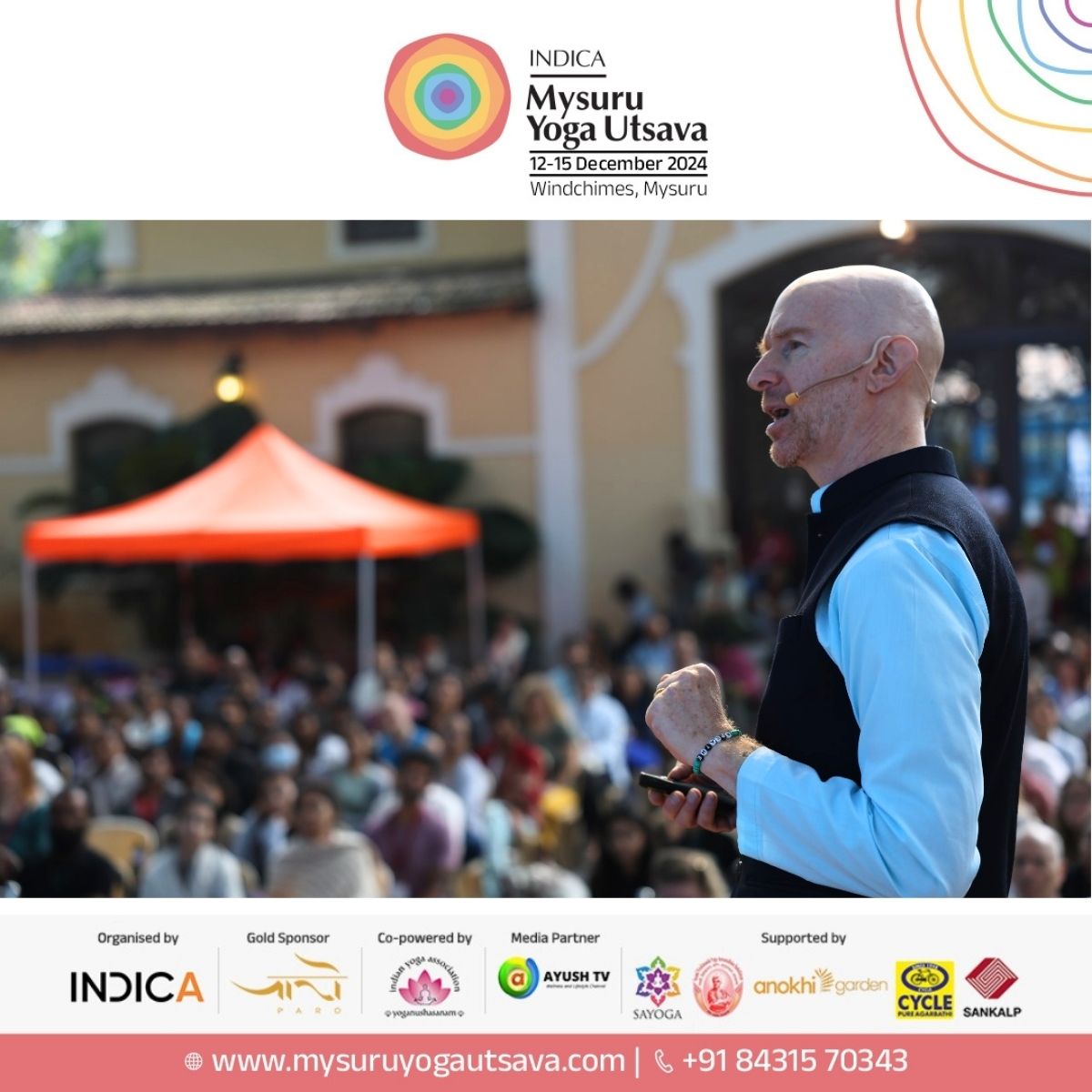 At Venue Ānanda, Sri Eddie Stern delved into yoga's impact on the neuroendocrine system, revealing how it bridges the nervous, endocrine, &amp; immune systems to boost well-being, balance emotions, and deepen mind-body integration. 🌿✨ #MysuruYogaUtsava #YogaAndScience #EddieStern