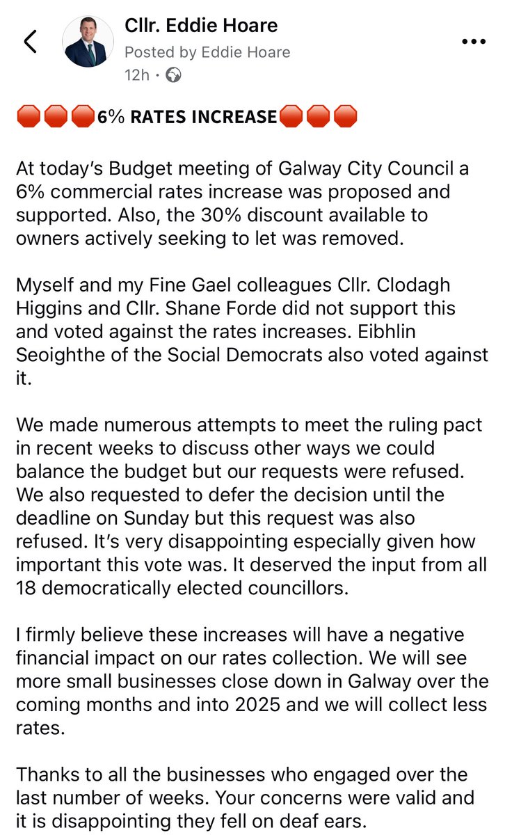Disappointed the rates increase was approved at our Council meeting yesterday. 

I felt the timing was wrong and will impact a lot of struggling businesses.