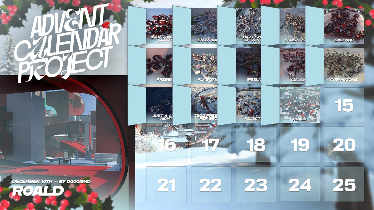 Behind the 14th calendar door, we find a long but fast-paced RPG map by <a href="/DoogieMDtm/">DoogieMD</a>, with some nice tricks and transitions! 

🗺️ trackmania.exchange/s/map/213967/
📺 youtu.be/E9YMWWoHCxE