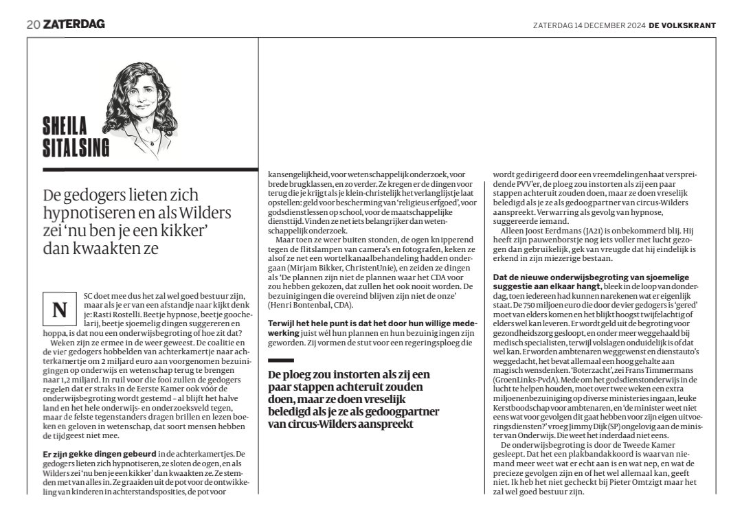 "Het zal wel goed bestuur zijn".
Heerlijke, vernietigende column van <a href="/sheilasitalsing/">sheila sitalsing</a> over het "plakbandakkoord" onderwijs.

(Ik geef 'm u stiekem kado)