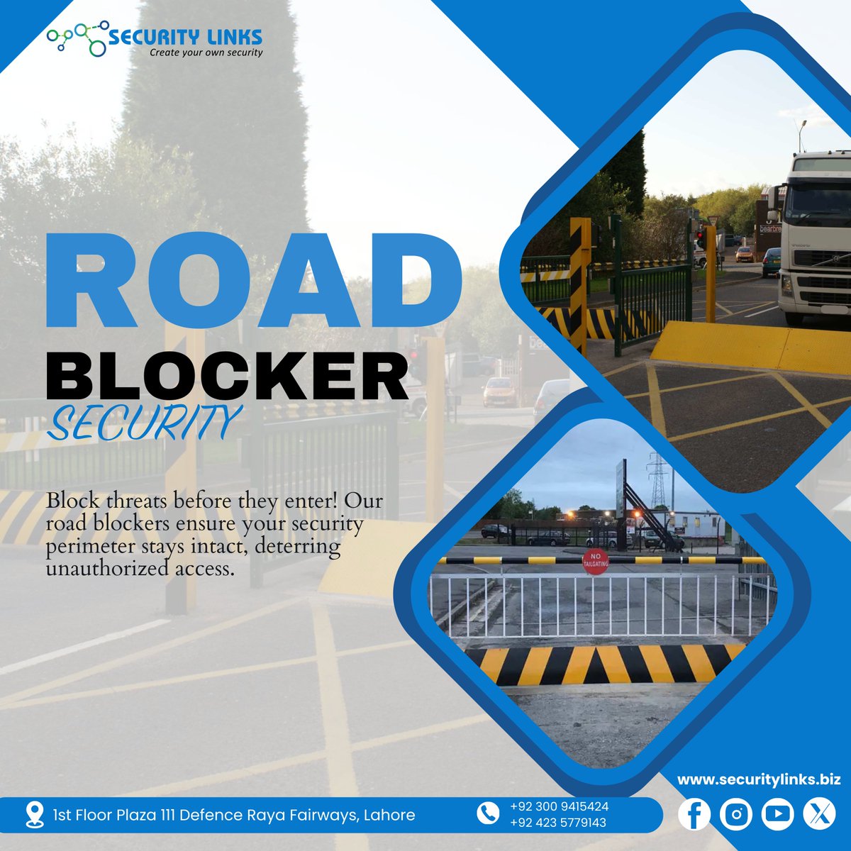 Security__Links's tweet image. 🚧 Secure Your Perimeter with Road Blockers! 🚧
Block unauthorized threats before they even get close! 
📞 Call Us: +92 300 9415424 | +92 423 5779143
🌐 Learn More: securitylinks.biz
#SecurityLinks #RoadBlocker #SecuritySolutions #PerimeterProtection #SecureYourSpace 🚦🔒