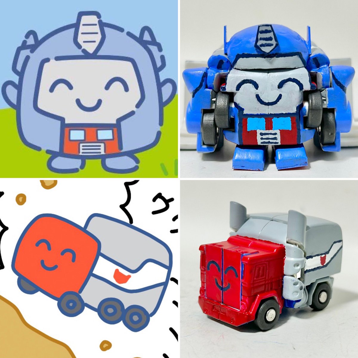 machine_great's tweet image. たたかわないトランスフォーマーも変形できるんだ！それなら！

というわけでキュートランスフォーマーを改造して、たたかわないトランスフォーマーのおぷを制作しました！

おぷ「とらんすふぉーむ！！」

#トランスフォーマー
#transformers
#カスタムTF
#リペフォ
#たたかわないトランスフォーマー