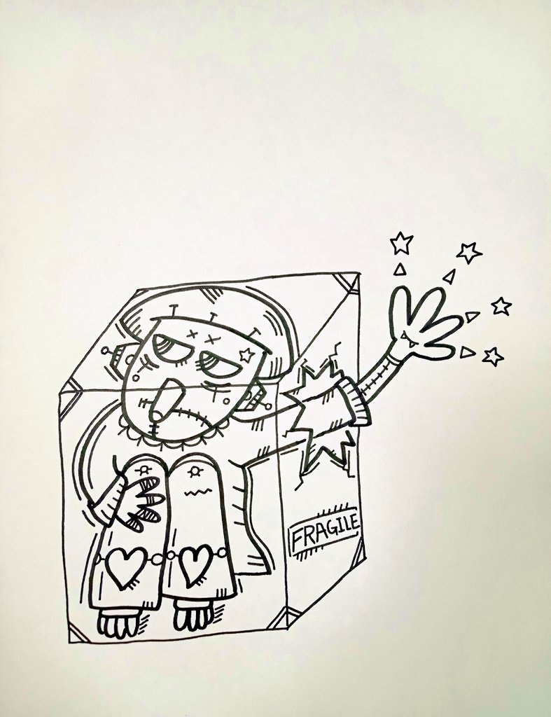 xjADhcPf7iQizDR's tweet image. カタになんかハマらないよ〜ん。笑

#型にはまらない
#fragile
#イラスト