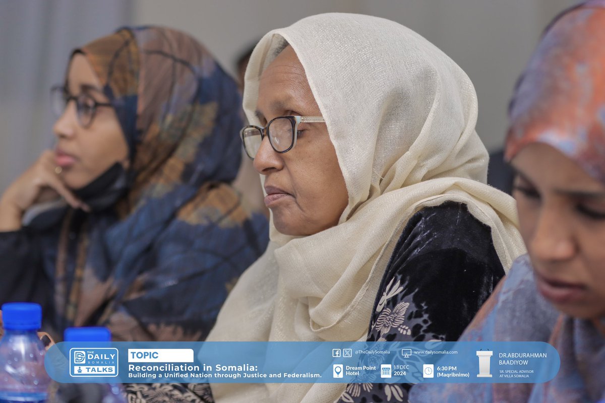 Last night, we hosted <a href="/TheDailySomalia/">The Daily Somalia</a> Talks featuring <a href="/DrBaadiyow/">Dr. Abdurahman Baadiyow</a>; renowned scholar/activist, co-founder and chair of <a href="/MogUniver/">Mogadishu University | جامعة مقديشو</a>, and special advisor at <a href="/TheVillaSomalia/">Villa Somalia</a>. The discussion centered on “Reconciliation in #Somalia: Advancing Unity through Justice and Federalism.”