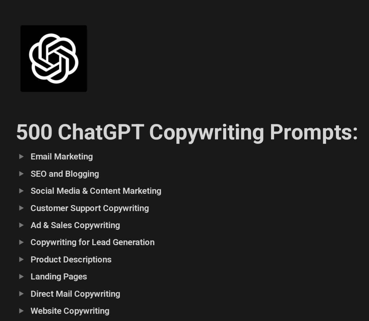 GeorgeM_Growth's tweet image. ChatGPT is a powerful copywriter!

But most people don't know how to unlock its full potential

That's why I built 500 prompts to make you a top 1% copywriter

To get it:

Like, RT &amp;amp; Comment "send" and I'll DM it to you.

(Must be following me)