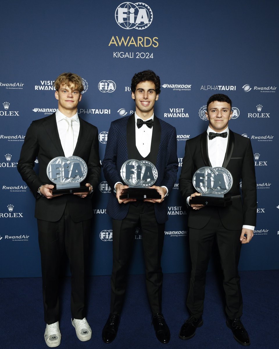 The trio that took it to the wire! 👊

Our 2024 top three – Gabriel, Isack, and Paul – were honoured at the FIA Awards on Friday in Kigali, Rwanda 👏

📸 x <a href="/fia/">FIA</a> 

#F2 #RoadToF1