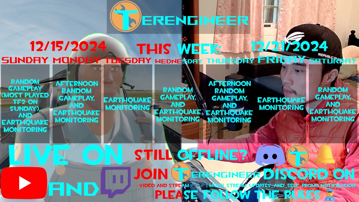 TerengineerYT's tweet photo. Tomorrow live week something changed, guys!

🔗Still offline? Join @TerengineerYT Discord(This is real!~), and follow the rules!👉: https://t.co/b5v7VC16JJ

#Live #Stream #LiveStream #Multistream #Twitch #YouTube #Gaming #Liveweek https://t.co/ZR4oW9JCGD