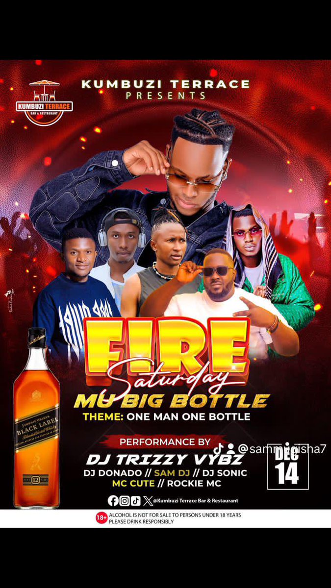 djtrizzyvybz's tweet photo. IT'S TIME TO IGNITE THE NIGHT!
Tonight, we're taking over @Kumbuzi2024 for the most epic #FireSaturday party!
Get ready for a night of non-stop dancing as I, your favorite DJ, spin the hottest tracks that'll keep you moving all night long!
#DjTrizzyVybz||#FireSaturday https://t.co/UUC00MMR6q