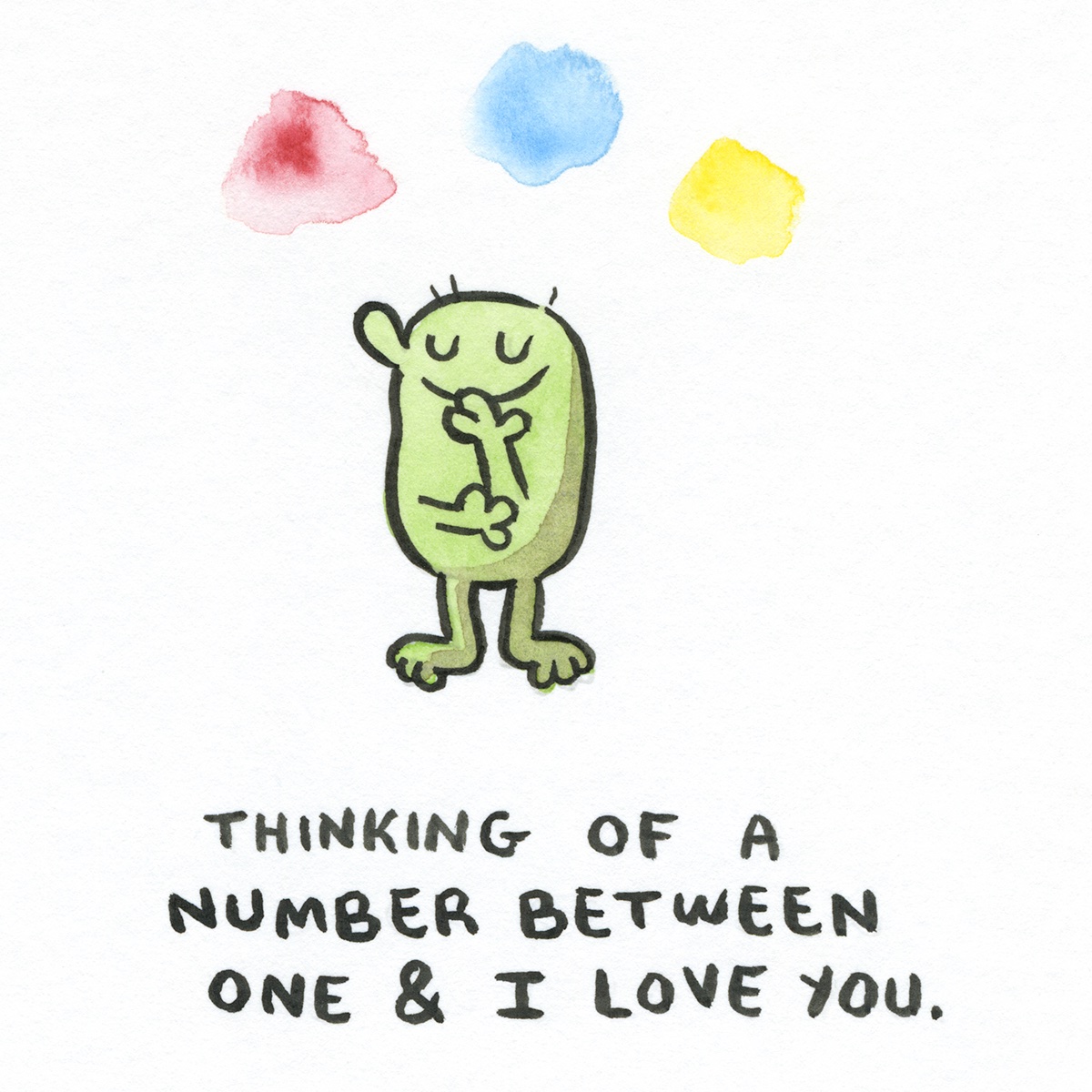 the_kochalka's tweet photo. Gentle Observation 80 - Thinking of a number between one & I love you. #comics #singlepanel #singlepanelcartoon https://t.co/2bD6oSlu3y