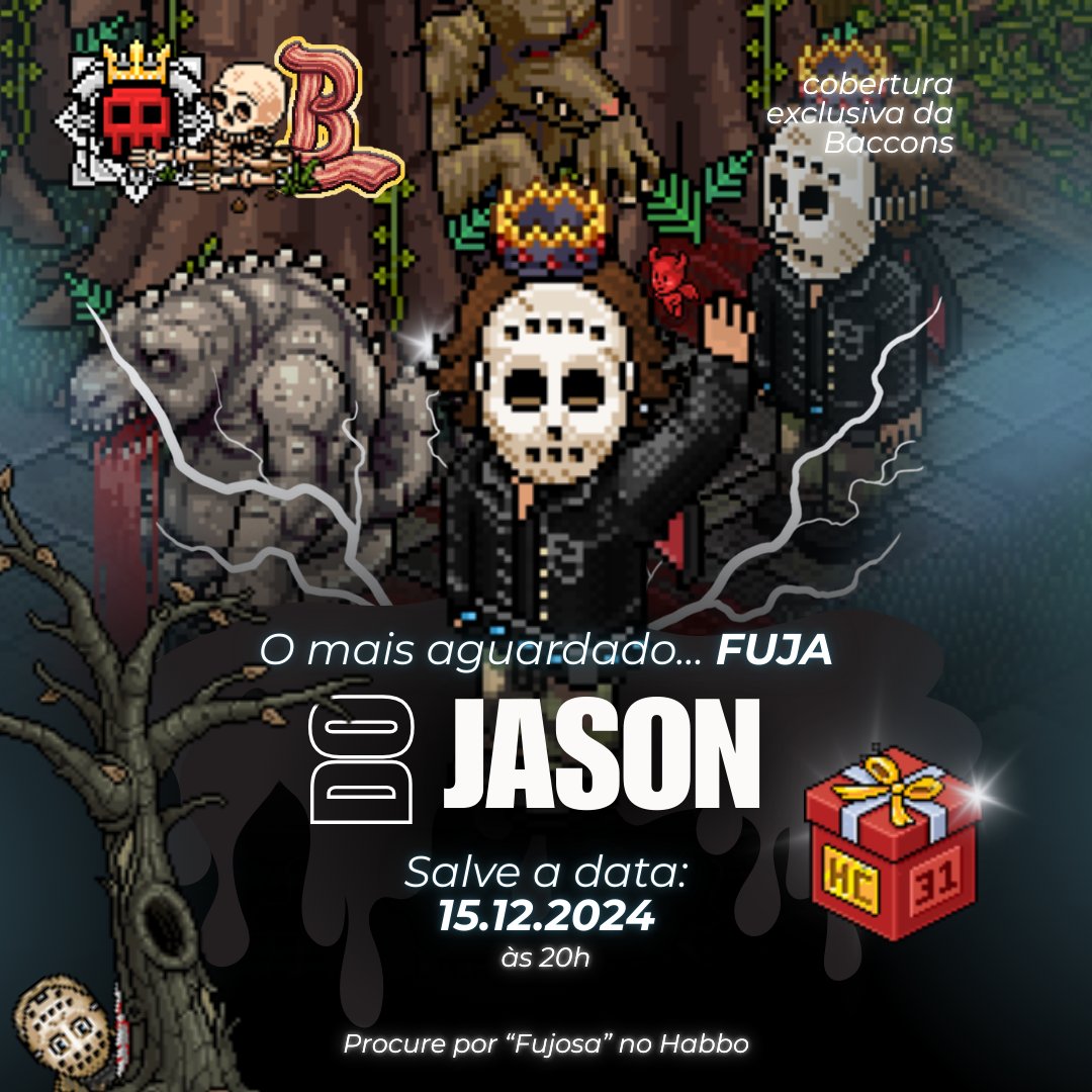BacconsBR's tweet photo. 🔪 Será que você consegue sobreviver ao Jason? Mais um evento de dar medo vem ai!

🔪 Informações

Data: 15/12
Horário: 20h
Quarto: Fuja do Jason
Dona: Fujosa

🔪 Fique entre os 5 melhores e ganhe muitos prêmios!

Cobertura exclusiva da Baccons.
#Habbo https://t.co/4Z2yxplNkK