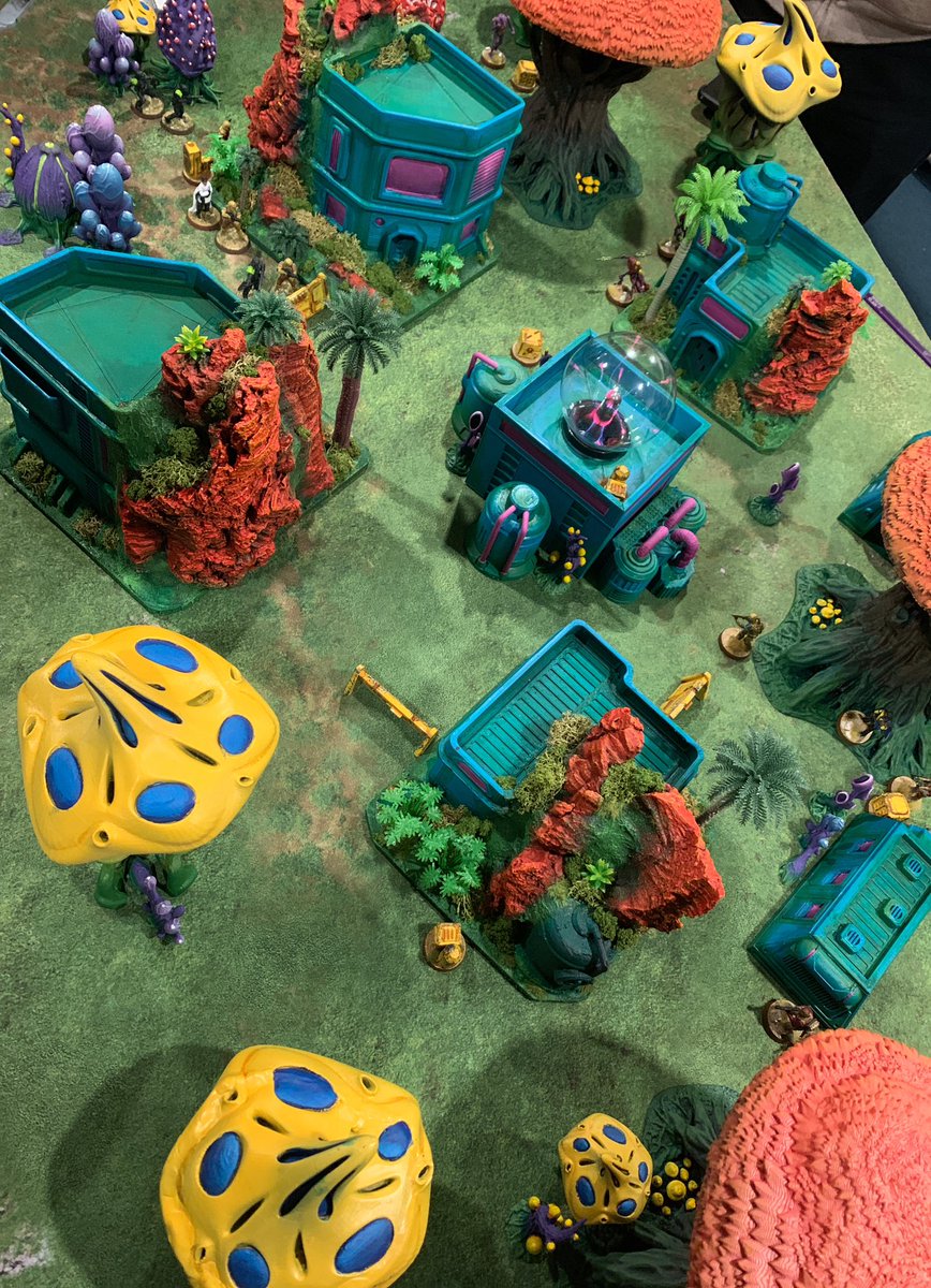 SabreWargaming's tweet photo. My mates very cool ‘alien world’ board. Playing a home brewed Star Wars Legion skirmish game on it #StarWars #StarWarsLegion #Wargaming #Tabletop https://t.co/NwKKz1yIRv
