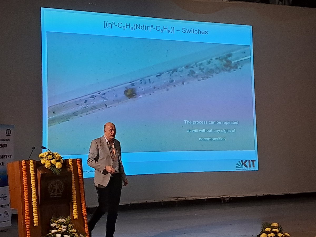 Prof. Peter Roesky shared his excellent work on lanthanide-based multidecker sandwich complexes with intriguing luminescent and magnetic properties. A gaint 18-membered multideck sandwich ring was exciting to hear about! #MTIC2024 <a href="/IITKgp/">IIT Kharagpur🇮🇳</a> <a href="/KITKarlsruhe/">Shmoopy</a>