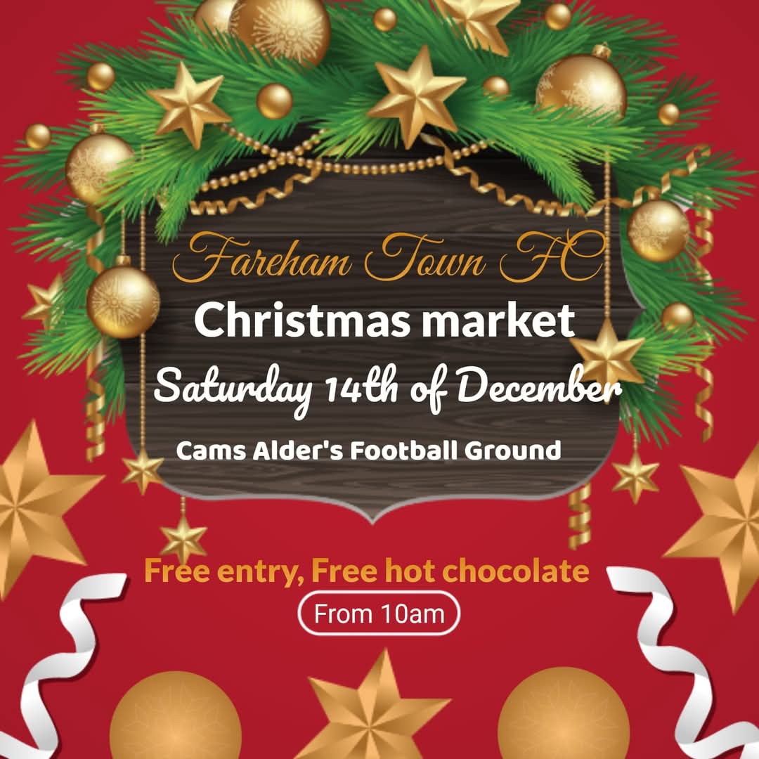 James_farehamfc's tweet photo. Whilst @farehamtownfc are playing against @DowntonFC away.

There is a Christmas market going on today until 4pm at Cams Alders ground!

Make sure to get down there if you're not going to the game!

And Cmon @farehamtownfc !

#Creeksiders https://t.co/tZjDcoHsCn