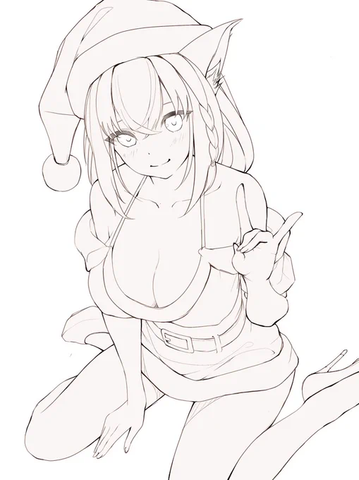 クリスマスイラストの線画 