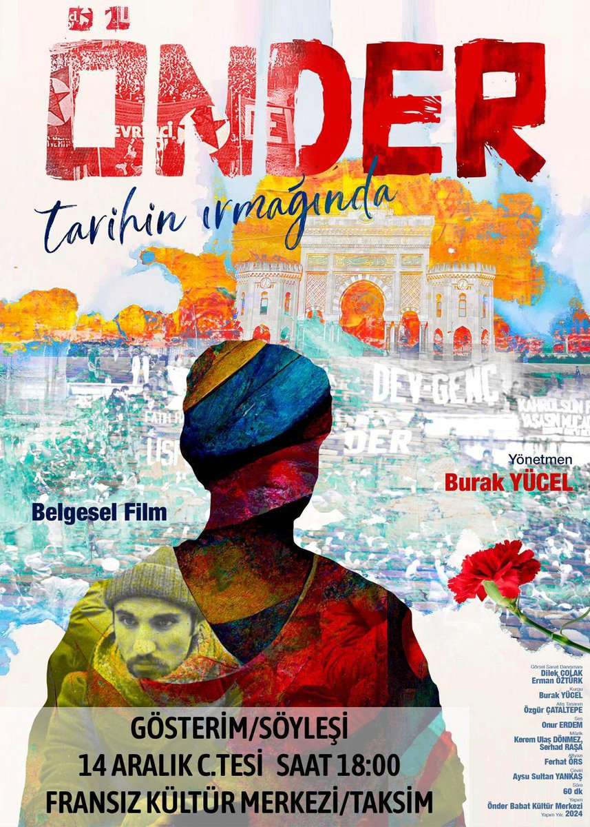 TaksimOBKM's tweet photo. Documentarist “Hangi İnsan Hakları" Film Festivali kapsamında yapılacak olan, “Önder, Tarihin Irmağında” belgeselimizin gösterimine tüm dostlarımızı bekliyoruz. 

🗓 14 Aralık Cumartesi
⏰ 18:00
📍 İstiklal Caddesi Fransız Kültür Merkezi https://t.co/xXto7Z4Xs1