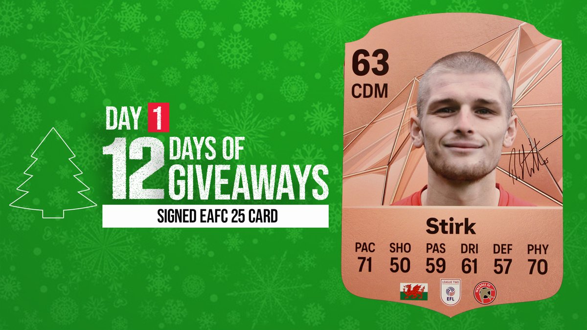 Walsall FC (@wfcofficial) on Twitter photo 🎄 #12DaysOfGiveaways is back!
🎮 For Day 1, we have a signed <a href="/_ryanstirk_/">Ryan Stirk</a> #EAFC25 card up for grabs & all you have to do is LIKE & RETWEET this post & we'll pick a winner in the next few days! 🎄 #12DaysOfGiveaways is back!
🎮 For Day 1, we have a signed <a href="/_ryanstirk_/">Ryan Stirk</a> #EAFC25 card up for grabs & all you have to do is LIKE & RETWEET this post & we'll pick a winner in the next few days!