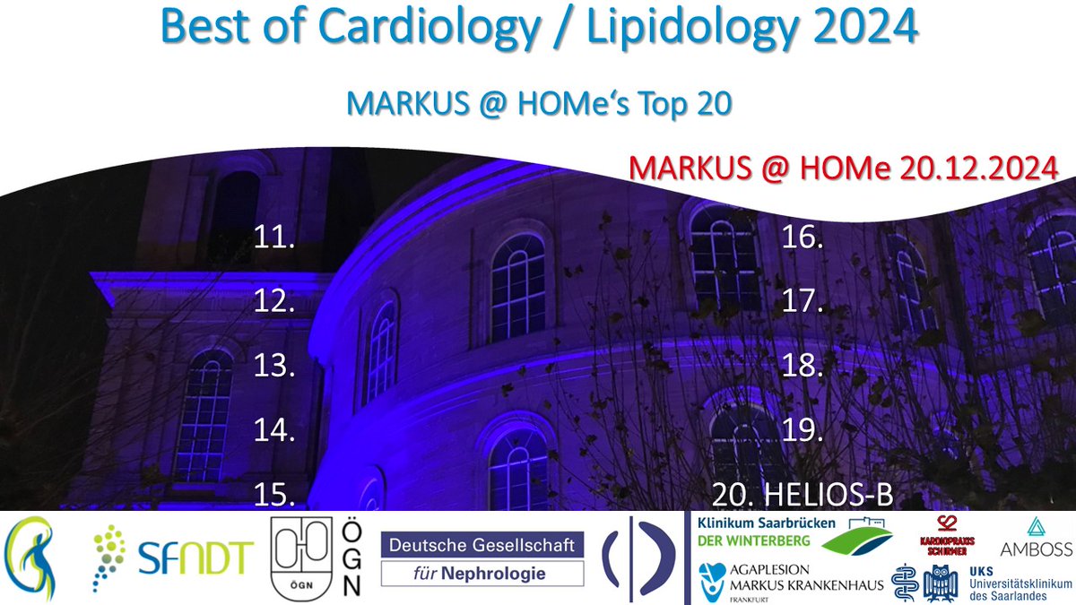 Gunnar Henrik Heine (@gunnar_heine) on Twitter photo Our Top 20 Cardiology / Lipidology Countdown 2024
Picked by <a href="/JaninePoss/">Janine Pöss</a> <a href="/m_leistner/">David M. Leistner</a> Ulrich Laufs & MARKUS at HOMe
20: HELIOS-B
"In patients with ATTR-CM, treatment with vutrisiran resulted in a lower risk of death from any cause & recurrent CVE."
<a href="/dr_m_fontana/">marianna fontana</a> <a href="/MathewMaurer/">mathew.maurer</a> et al Our Top 20 Cardiology / Lipidology Countdown 2024
Picked by <a href="/JaninePoss/">Janine Pöss</a> <a href="/m_leistner/">David M. Leistner</a> Ulrich Laufs & MARKUS at HOMe
20: HELIOS-B
"In patients with ATTR-CM, treatment with vutrisiran resulted in a lower risk of death from any cause & recurrent CVE."
<a href="/dr_m_fontana/">marianna fontana</a> <a href="/MathewMaurer/">mathew.maurer</a> et al