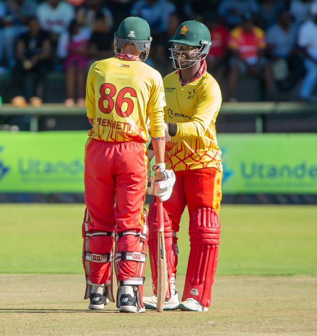 After 14 overs, Zimbabwe are 53/3 📹 Credits: Twitter/ZimCricketv 