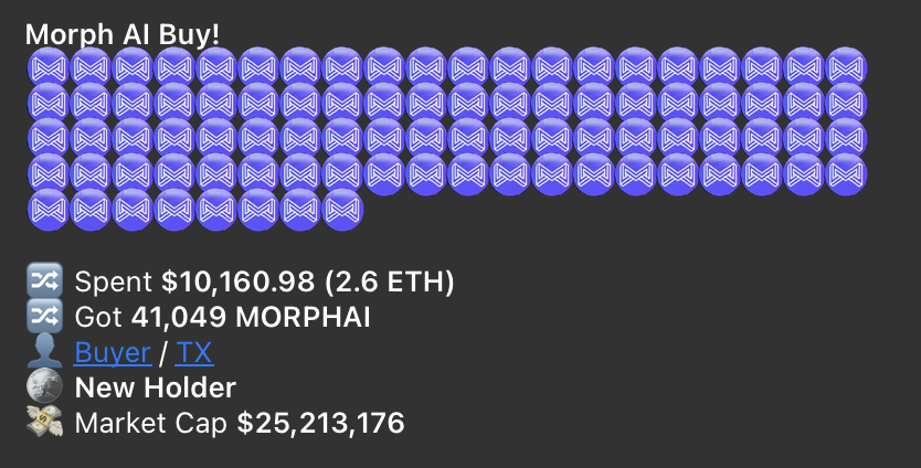 PROOFplatform's tweet photo. Congratulations to @MorphAIEth on reaching $25m mcap overnight!

That's a casual 3300x in just 7days 🤯

#PROOFprojectspump https://t.co/4G2sXJfj3p