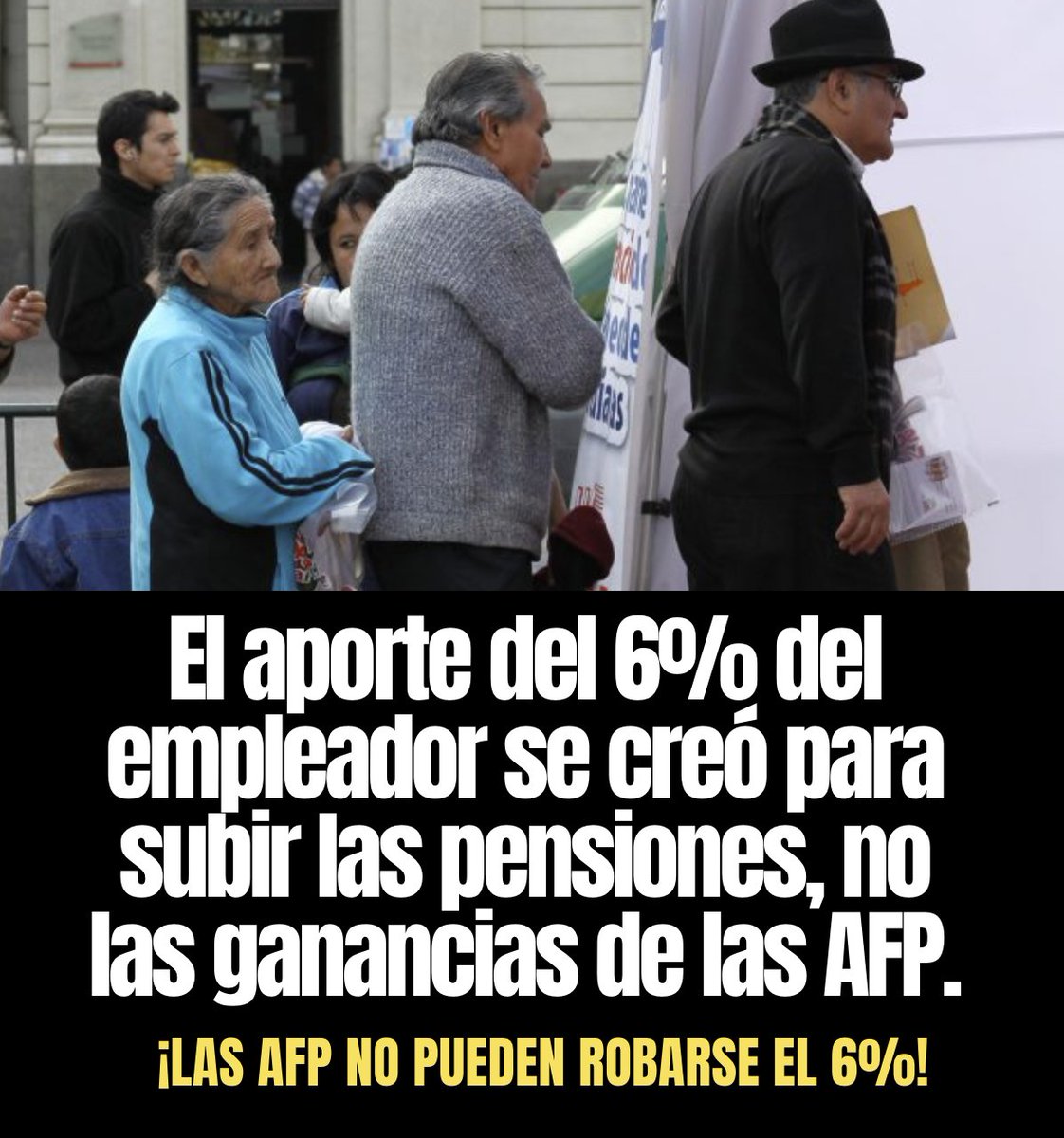 Por tus padres o abuelos, exige una reforma de pensiones solidaria ahora; ellos no pueden esperar 20 años más. #ReformadePensiones <a href="/jeannette_jara/">Jeannette Jara Román</a>