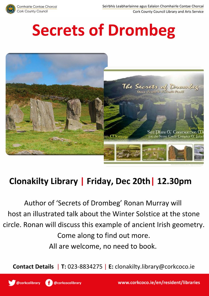 Cork County Council Library & Arts Service (@corkcolibrary) on Twitter photo As 2024 draws to a close this is the perfect opportunity to learn how the ancient Irish marked this time of year, join author Ronan Murray in #ClonakiltyLibrary on Friday December 20th at 12.30      as he presents an illustrated talk on the Winter Solstice at Drombeg Stone As 2024 draws to a close this is the perfect opportunity to learn how the ancient Irish marked this time of year, join author Ronan Murray in #ClonakiltyLibrary on Friday December 20th at 12.30      as he presents an illustrated talk on the Winter Solstice at Drombeg Stone