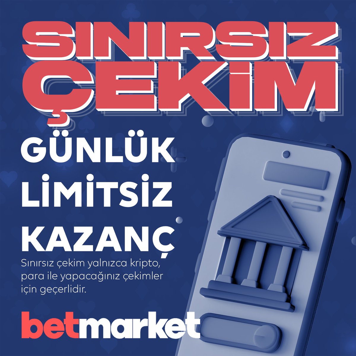 BetMarketTurkey's tweet photo. 💎 GÜNLÜK SINIRSIZ KAZANÇ, LİMİTSİZ ÇEKİM #BETMARKET'TE !

👑  #BeMarket'te Limit Yok !

🔼 En Yüksek Oranlar BETMARKET'TE !

Güncel giriş adresimiz: ➡️   https://t.co/w79gKOW6uG https://t.co/DNFYBWtKBr