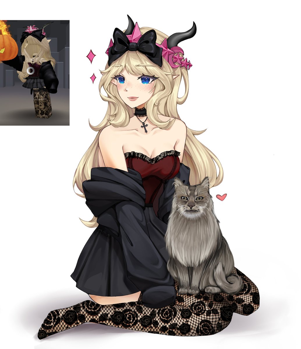 comm for Elvah ⋆˚🐾♡
#robloxart 

I had fun drawing the cat!