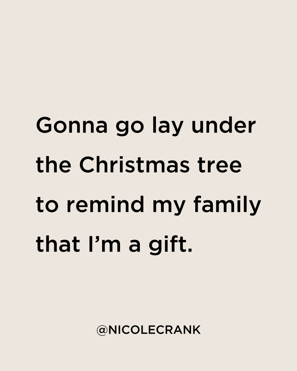 NicoleCrank's tweet photo. If you see me under the tree later, donโt worryโIโm just doing my part to spread the holiday cheer. ๐
Whatโs your funniest โholiday divaโ move? Drop it below and letโs laugh together! ๐
#SaturdayFun #Funny #Christmas #ChristmasCheer #HolidayHustle #TreeGoals #NicoleCrank https://t.co/6qRrZnmJxp