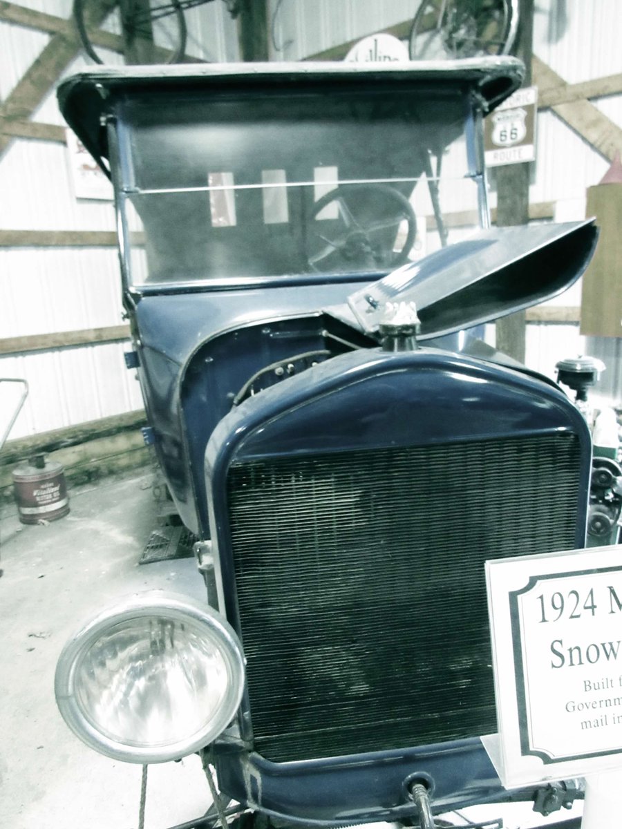 Skip's Antique Car Barn on Put-in-Bay Island (near Sandusky, Ohio) has some of the oldest cars I've seen!! The one on the right is a snow blower! bit.ly/4ged3Jc #antiquecars #skipscarbarn #putinbay #ohio #antiquesnowblower #popcornwagon