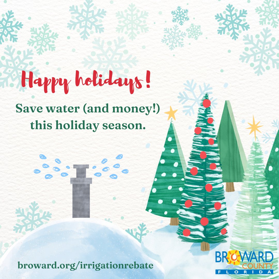 City of Pompano Beach (@mypompanobeach) on Twitter photo The Residential Irrigation Rebate Program pays you back for home system upgrades. This season, gift yourself the convenience of digital, weather-based irrigation technology that saves you water year-round.
Sign Up: broward.org/irrigationreba… The Residential Irrigation Rebate Program pays you back for home system upgrades. This season, gift yourself the convenience of digital, weather-based irrigation technology that saves you water year-round.
Sign Up: broward.org/irrigationreba…