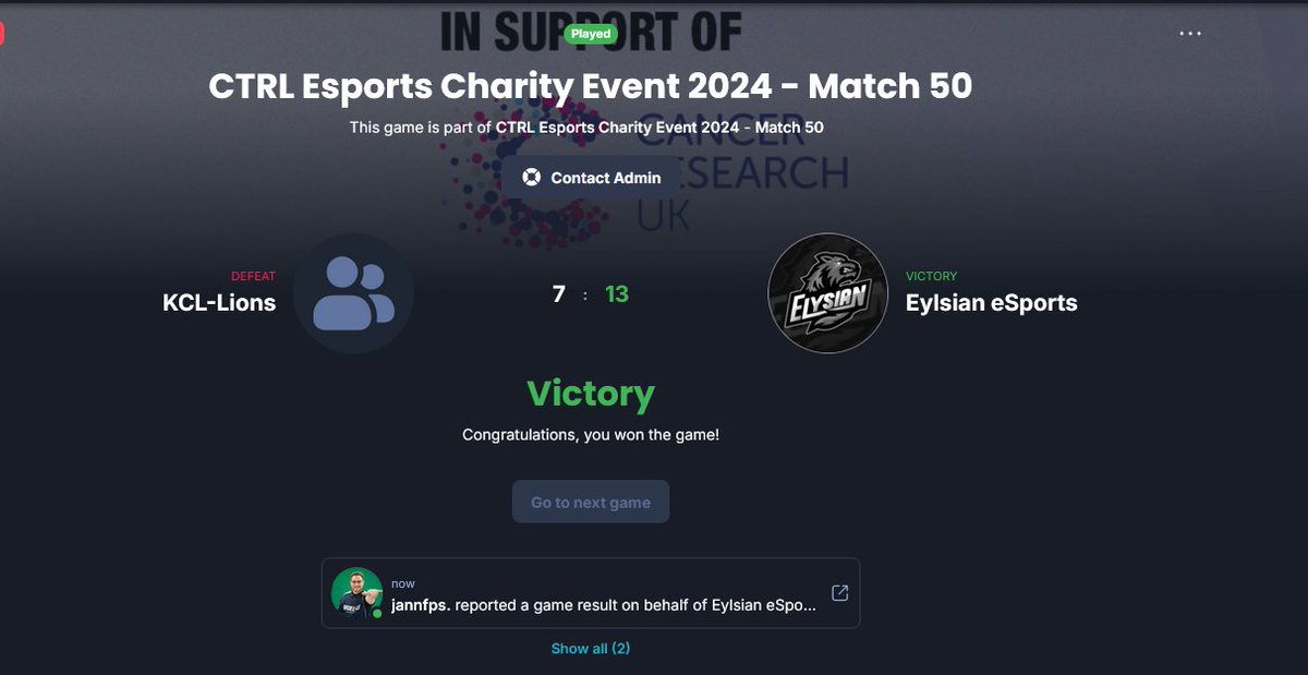 We start the day off in fashion taking a 13-7 win over #KCL_Lions Gg's! 

We move onto the next round in Lowers to play against #YxCHateWatchers on Haven!