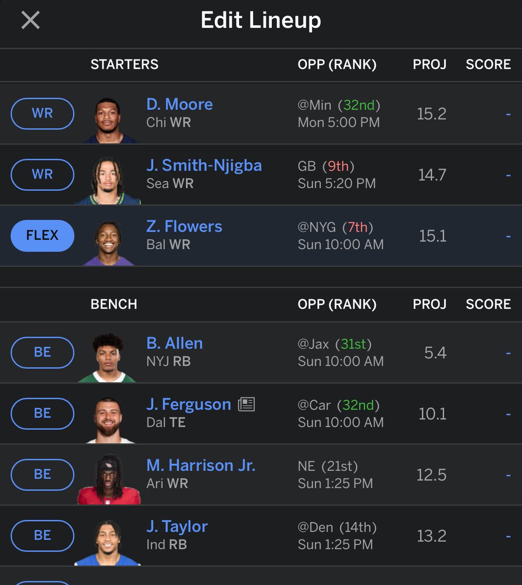 leglogng's tweet photo. @jbchoknows  Do you recommend changing anything to my line up? appreciate your help 🐐🙏🏼debating Flowers or JT at Flex https://t.co/urSNEbUviG