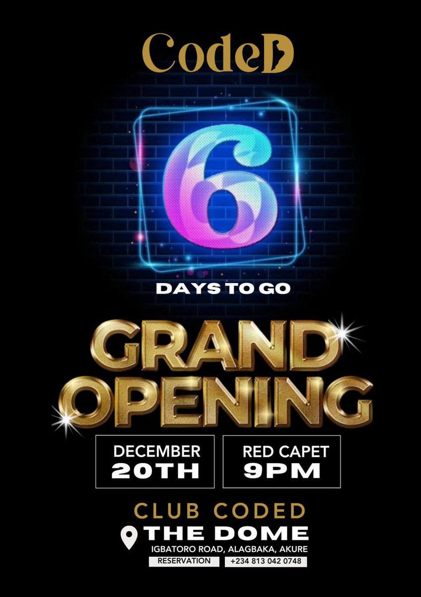 iamtosynobaba's tweet photo. Akure, get ready to elevate your nightlife! @Clubcoded is launching on December 20th, 2024, bringing luxury and exceptional service to the city. #codedakure #clubcoded #coded #akure #luxurynightclub https://t.co/KY9pdMdX1K